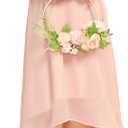 Imily Bela Girls Cold Shoulder Junior Bridesmaid Dresses Asymmetrical Chiffon Wedding Party Gown Dress (Pink)