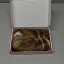 HOOJIH Hair Topper for Women with Thinning Hair 4x2.5inch Base Real Human Hair Topper with Bangs Handmade Invisiable Lace Front Topper - Medium Brown with Blonde Highlights