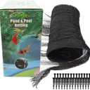 POYEE 28x30ft Pond Netting for Leaves Leaf Net Cover Pond Net with Small Fine Mesh Protecting Koi Fish from Birds Cats Stakes Included