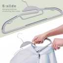BAGAIL Plastic Hangers 50 Pack with Non-Slip Design,0.2 Inches Thick, 360Swivel Hook Space Saving Organizer for Bedroom Closet,Shirts,Pants(Grey- S Shaped) (Gray)