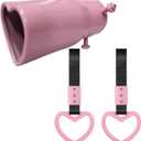 Heart Shaped Exhaust Tips 2.5 Inch Inlet Tailpipe End Car Exhaust Pipe Muffler, 2PCS Heart Shaped Car Handle Straps Rear Bumper Warning Ring Decor for Car Bus Subway (Straight,Pink)