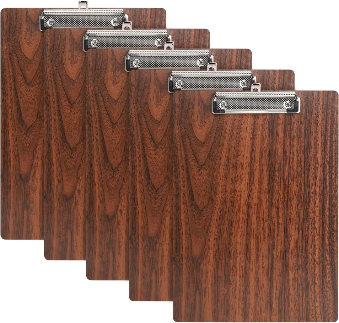 Clipboards,5 Pack Wooden Clipboard Hardboard,Standard A4 Letter Size Wood Clip Boards for Office School Business Classroom