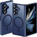 Hensinple for Samsung Galaxy Z Fold 7 Case Magnetic,Z Fold 7 Case [Compatible with MagSafe] Translucent Matte Military Grade Drop Proof Protection Shockproof Hard PC Rugged Phone Cover(Blue)
