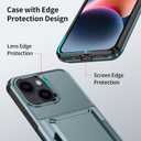 for iPhone 14 Case with Card Holder [Max 5 Cards] Heavy Duty Protective Shockproof Case Dual Layer Hidden Sliding Card Slot Wallet Case for iPhone 14 Phone Case Women&Men 6.1'' (Blue)