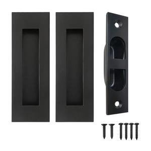 Fihatokus Pocket Door Handles and Edge Pull,4.72 inch Recessed Flush Finger Pulls,304 Stainless Steel Pocket Door Hardware, Black