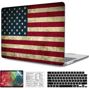 Compatible with MacBook Air 15 inch Case 2023 2024 Release M3 A3114 A2941 M2 Chip Durable Plastic Shell Case with Keyboard Cover & Mac OS Keyboard Sticker (USA Flag)