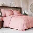 Duvet Cover Queen Size Set - Extra Soft Queen Size Duvet Cover 90 x 90 with 2 Pillow Shams - Hotel Luxury Easy Care and Fade Free w/ Zipper Closures & Ties - Comfy Breathable Bedding Set (Baby Pink) (34 - Baby Pink (No Comforter))