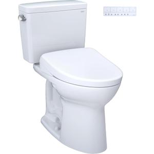 TOTO Drake WASHLET+ Two-Piece Elongated 1.28 GPF Universal Height TORNADO FLUSH Toilet with S7A Contemporary Bidet Seat, Cotton White - MW7764736CEFG#01