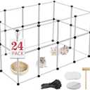 24 Panels Portable Small Animals Playpen,48"x 24"x 28" Transparent Pet Playpen,Portable Plastic Enclosure,Puppy Play Pen for Indoors Outdoor Pet Fence for Guinea Pigs,Bunny,Ferrets,Hamsters,Hedgehogs