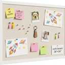 Gideal Cork Board with Pine Wood Frame, White Bulletin Board, Linen Surface, 36" x 24"