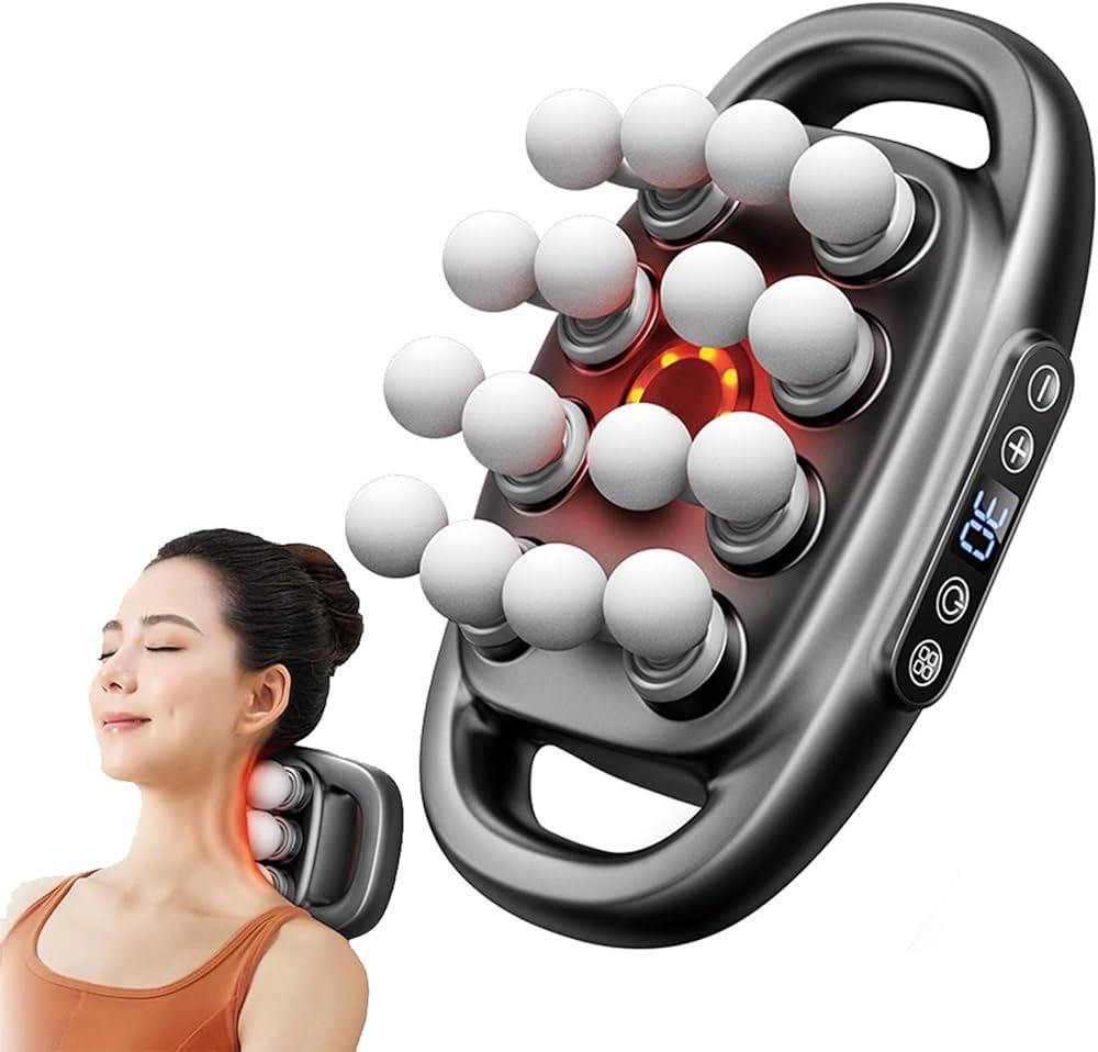 16-Drive Massage Gun Deep Tissue - 2025 Upgrade 8-Head Back Muscle Massager with 3 Modes & 30 Intensities, Portable Quiet Percussion Massager for Legs, Waist, Back, Neck, Buttocks Muscles Pain Relief