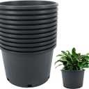 Plant Pots Flower Pot 10-Pack 5 Gallon Short Planter Nursery Pot Garden Seedling Planters Containers Plastic Injection Molded Pots with Drainage Holes for Outdoor Indoor Plants Vegetables, Black