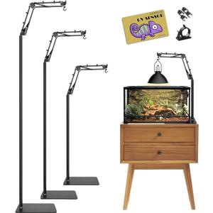 Reptile Heat Lamp Stand with 360 Adjustable Swing Arm, Adjustable Height (15.7inch to 72inch) Reptile Light Stand for Leopard Gecko Bearded Dragon Tortoises Turtle Snake Lizard and Chicks