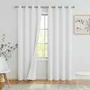 White Solid Full Blackout Window Curtains for Bedroom Noise Reducing Thermal Insulated Drapes Heavy Linen Texture 8 Grommets Top for Living Room with White Liner, Cream White, 50" x 84", 2 Panels