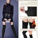 4 x Toulite 6 Pairs Fleece Lined Thigh High Socks Warm Thick Elastic over Knee Leg Warmers for Women Boot Stocking for Winter (Black)