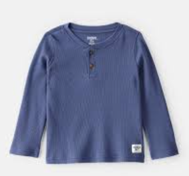 Oshkosh Toddler Boy Long-Sleeve Henley T-Shirt - Blu 3T