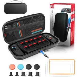 Auarte Carry Case for Nintendo Switch 2, Accessories Bundle for Switch 2 Include Carrying Case, HD Screen Protector with Alignment Frame and Dust Plug, Thumb Grip