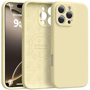 Ktele Magnetic for iPhone 16 Pro Max Case [Compatible with Magsafe] [Premium Silicone Satin-Smooth Touch] Slim Shockproof Anti-Scratch Microfiber Lining Case, 6.9 inch, Creamy Yellow