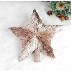 10" Luxury Christmas Tree Topper - Handmade Tree Star - Rose Treetop - Elegant Stars for Medium Large Christmas Tree - Lightweight Tinsel Shiny Pink Top Star - Xmas Ornaments - Holiday Decor (10 inch)