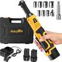 FULLYEA 3/8" Cordless Electric Ratchet Wrench Set, 550RPM, 40Ft-lbs, 16.8V Extended Power Ratchet Tool Kit with Variable Speed, 1/4" Adapter, 3" Extension Bar, 2*2.0Ah Battery and Fast Charger(Yellow)