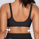 OEAK Womens Seamless Bras Jelly Comfortable Bra No Underwire Full Support Bra Push Up Plus Size V Neck Sleeping Tshirt Bras (Black, L)