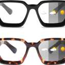 JM 3 Pack Square Reading Glasses for Women Men, Oversized Rectangle Spring Hinge Readers Blue Light Blocking