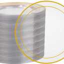 100Pcs Clear Plastic Dessert Plates, Plates Disposable Salad Plate with Gold Rim, Premium Hard Fancy Small Plate, Heavy Duty Plastic Cakes Platos for Party, Wedding and Birthday