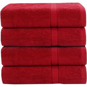 GOLD TEXTILES Premium Hand Towels for Bathroom -100% Ring Spun Cotton (Red,4 Pack, 16x30 Inches) Luxury Soft Absorbent & Quick Dry, Bathroom Hand Towel Perfect for Hotel, Salon, Gym & Spa