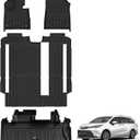 3W Floor Mats&Trunk Mat Fit Toyota Sienna 2021-2026 LE/XLE(Only for 8 Seat), TPE All Weather Custom Fit Floor Liner for Sienna 1st, 2nd and 3rd Row &Cargo Liner, Black with Red Accent