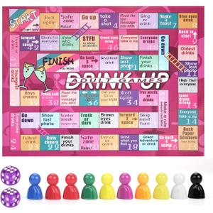 2 x Drinking Board Games for Adults, Waterproof Leather Mat Drinking Board Game, Fun Party Interactive Drinking Games for Game Night, Bachelorette Parties, Birthday, Age 21+, 2-8 Players
