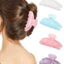 4 PCS Acrylic Hair Claw Clips for Women - Large Strong Hold Claw Clips Cute Non-slip Hair Clips for Thick Thin Hair (Solid Color)