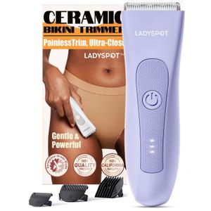 Bikini Trimmer for Women, Pubic Hair Trimmer Shaver for Women -Waterproof Hair Shaver Razors, LADYSPOT Shaving Sets,with 3 Guards,Replaceable Hypoallergenic Ceramic Blade,Wet/Dry(Purple)