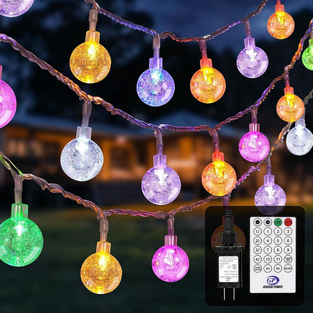 YCoisini 56FT Outdoor String Lights, 100 LED Patio Lights with Remote Control, Voice-Activated & Music Sync Mode, 16 Color-Changing Modes, Waterproof for Patio Garden Party Decor