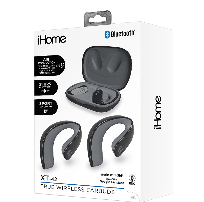 Bytech iHome XT-42 True Wireless Bluetooth In-Ear Earbuds, Black, HMAUBE238BK