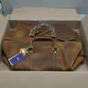 Leather Travel Luggage Bag with Ykk Zipper, Mens Duffle Retro Carry on Handbag (Brown)