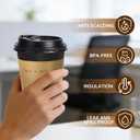 BYSNOW 100 pack 10 oz Thickened Coffee Cups with Lids, Scald Resistant Hot Cups with Sleeve and Straw, To Go Coffee Cups for Home, Office, Cafes and Party (Black 10oz)