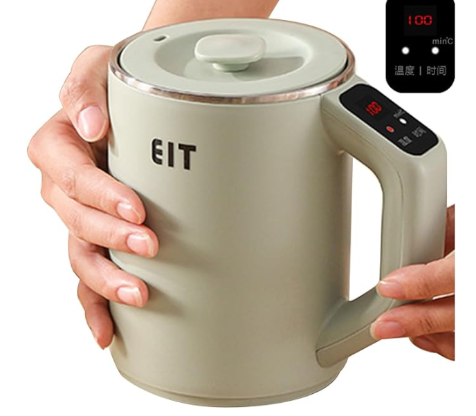 Mini Portable Heating Coffee Mug, Intelligent Temperature Control Water Cup, Multifunctional Electric Kettle, 12h Keep Hot (Color : Green, Size : 0.8L)