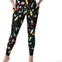 High Waist Workout Leggings for Women Tummy Control Printed Yoga Pants with Pockets Holiday Costume, 2XL