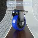 5 Inch Caster Wheels with Safety Dual Locking, Heavy Duty Casters Set of 4, Industrial Swivel Casters 2400Lbs, Polyurethane No Noise Wheels for Cart, Furniture(Bonus of 2 Hardware Kits)