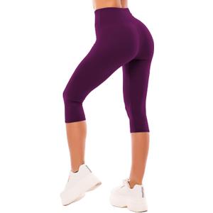 SINOPHANT High Waisted Leggings for Women - Full Length Capri Buttery Soft Yoga Pants for Workout Athletic(Capri Plum Purple, S-M)