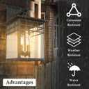 Outdoor Light Fixture Wall Mount, Black Exterior Light Fixture Wall Sconces with Seeded Glass for Front Porch, Large Waterproof Outdoor Square Wall Lantern Outside for House Doorway