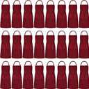 Tarpop 24 Pack Bib Aprons Unisex Commercial Apron Resistant Apron Kitchen BBQ Crafting Aprons for Women Men Chef (Burgundy Red)