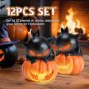 Halloween Flameless Candles Halloween Decorations 12 Pack Pumpkin Cat LED Nightlight Candles Indoor Table Decor Gifts