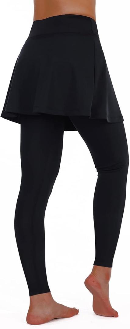 ANIVIVO Women Tennis Skirted Leggings with Pockets, Capris Yoga Leggings with Skirts&Tennis Pickleball Clothing (Medium)