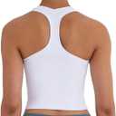 Women's Cropped Racerback Tank Tops Running Workout Tops Active Yoga Tops (6, White)