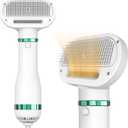 Pet Hair Dryer for Small-Sized Dogs and Cats | 2-in-1 Dog Hair Dryer with Self Cleaning Slicker Brush | Dog Blow Dryer | 300 Watts, Overheat Protection, Portable, Adjustable Temperature