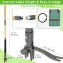 Weed Puller Tool, Heavy Duty Gardening Hand Tools with 4-Claw Steel Head & Dual-Eject Mechanism, 43.5" Bamboo Long Handle Stand Up Weeding Tool for Lawn Yard, Includes 16 Gallon Leaf Bag