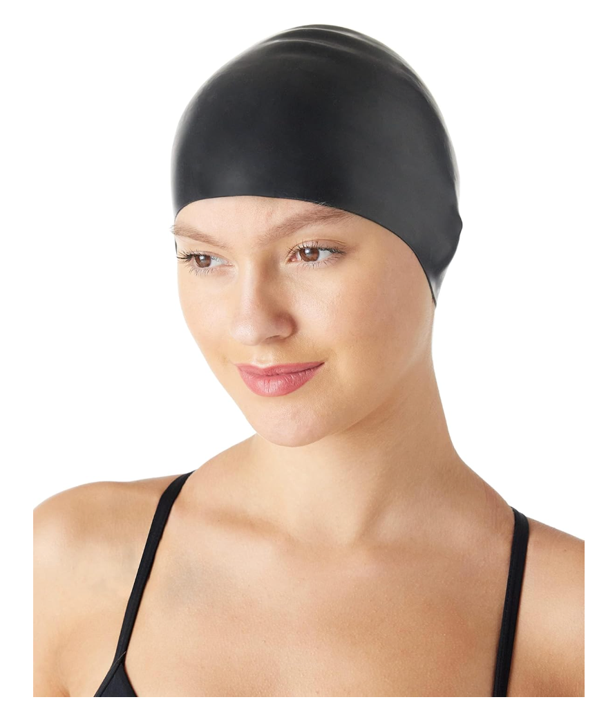 WHALE Swim Cap for Women and Men, Durable Silicone Swim Cap with Ear Protection, Unisex Adult Swim Caps for Long, Thick, Curly Hair, Dreadlocks, Braids, Weaves, and Afro Hair