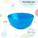 PLASKIDY Plastic Bowls Set of 12 Kids Bowls - 24 Oz Microwave & Dishwasher Safe, BPA Free, Brightly Colored for Cereal, Soup, Snack, Fruit or Salad