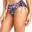 Daci Women's Side Tie Mid Rise Bikini Bottom, Colorful Floral, X-Small